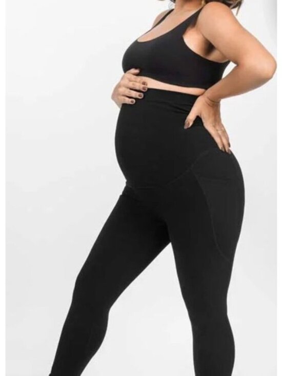 Babybub Pants - Babybub's Bub's Maternity Leggings High Waist + Pockets Size M Black
